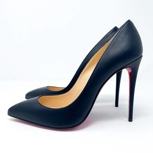CHRISTIAN LOUBOUTIN Pigalle Follies Leather 100 mm Pointed Toe Pumps Black EU 39